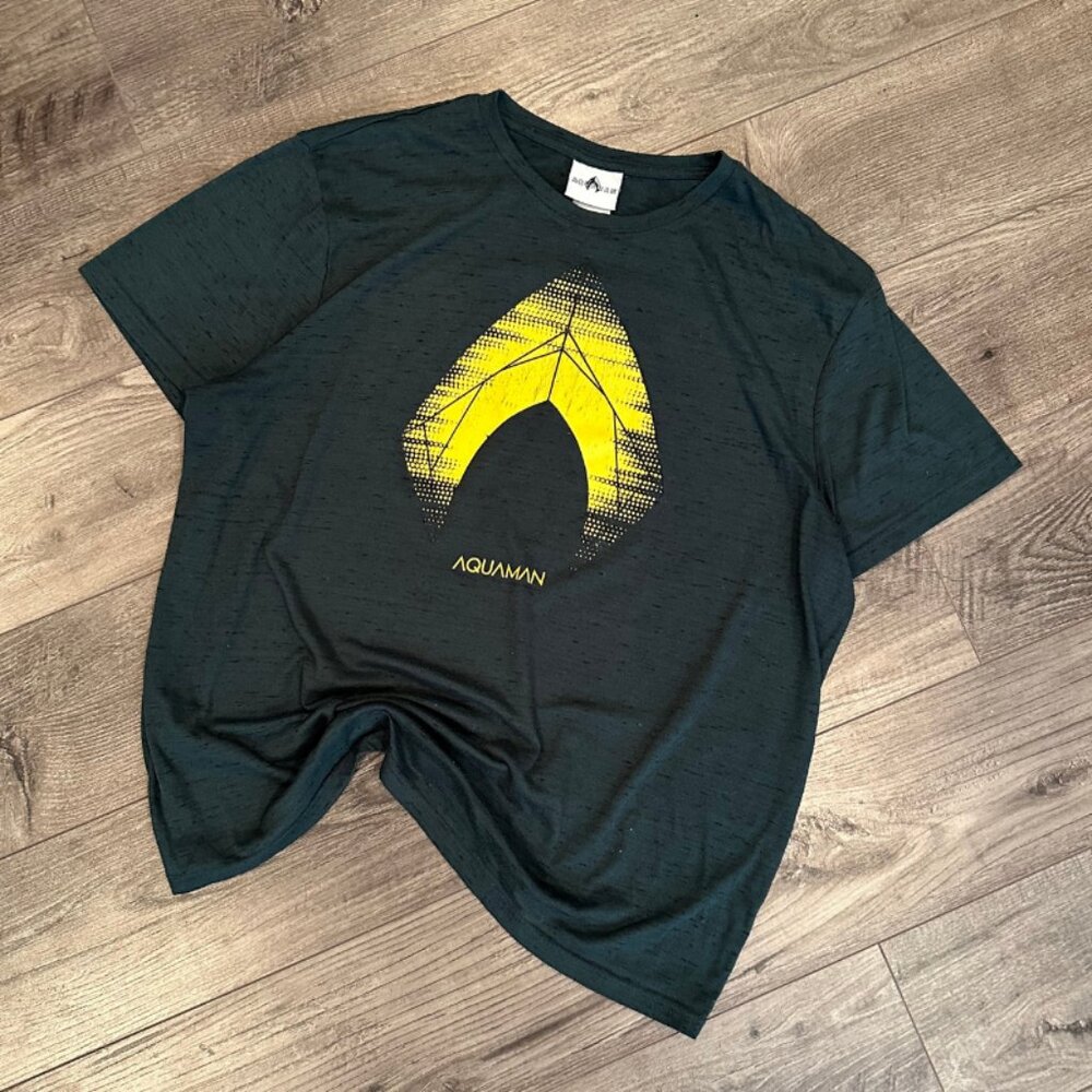 Vintage DC Comics Warner Bros Aquaman Men's Green Polyester T-Shirt - Size XL